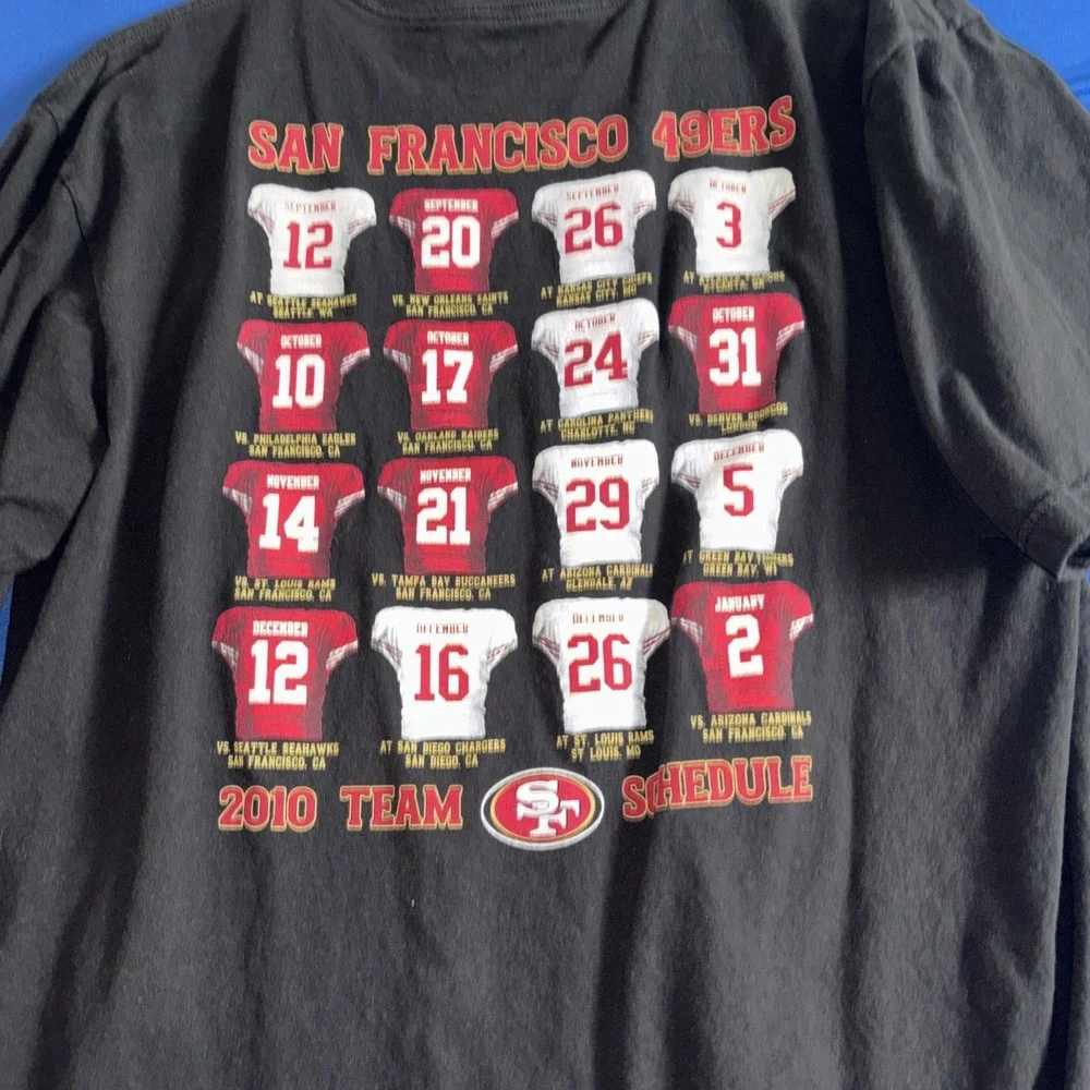 Reebok Men's San Francisco 49ers 2010 Team Schedule T-shirt Size Large Black